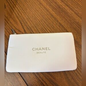 White Chanel makeup pouch